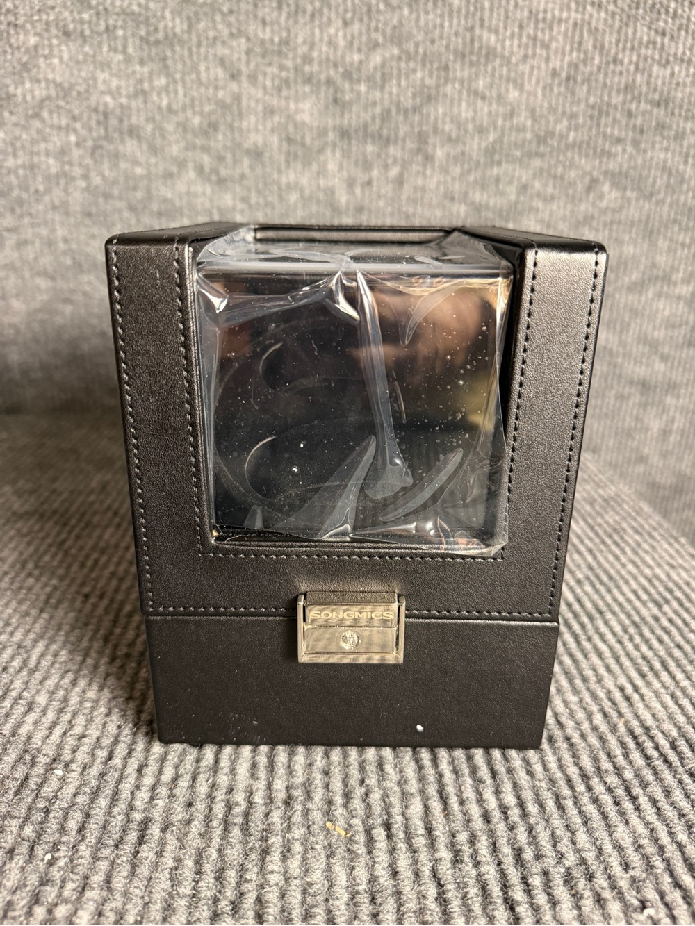 SONGMICS Automatic Double Watch Winder Box Quiet Motor Black Leather Lockable